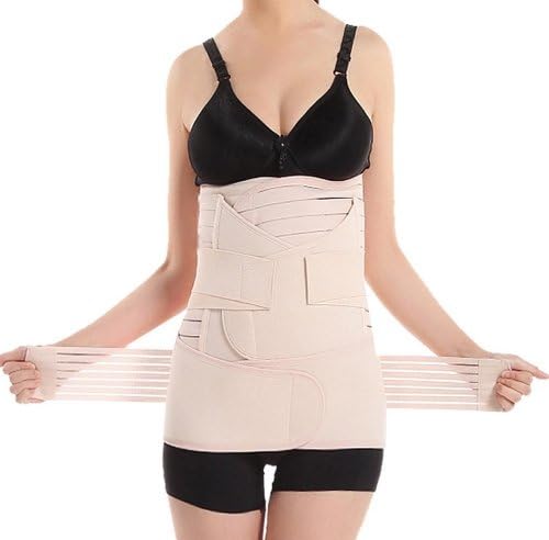 PostpartumSuppor Recovery Belly Waist training Pelvis Belt Sharper - 3 in 1 Ibay (beige - 3 in 1 new)