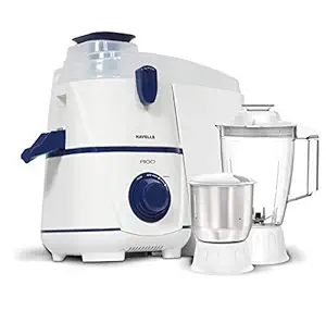 Havells Rigo Juicer Mixer Grinder, 500 Watt, 2 Jars (White and Navy Blue )