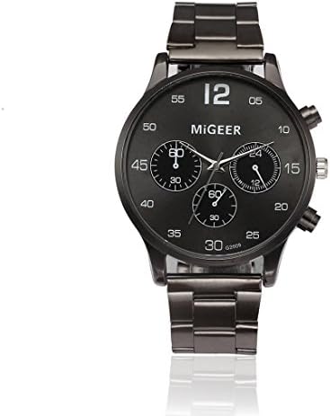 Men watch, Ourmall Retro Design Leather Band Analog Alloy Quartz Wrist Watch Wrist Watch Bracelet Watch for Men 100% brand new and high quality (Black)