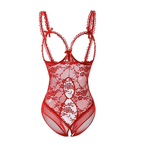 PZJ Pigiama da Donna Sexy,File Aperto,Taglia Grande,Sexy Intimo Provocante Rosso 3XL