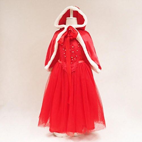 Hzz Little Girl Christmas Dress Multi-layer Tutu Lace Party Princess Dress + Cape 2 piece Set (3-8 Years) , red , 140cm
