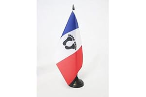 AZ FLAG - Drapeau De Table Français d'Algérie 21x14 cm - Petit Drapeau Des Pieds Noirs De Bureau 100% Polyester Avec Hampe De 25cm Et Socle En Plastique Noir