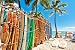 Produktbild Alu-Dibond-Bild 60 x 40 cm: "Surfboards in the rack at Waikiki Beach - Honolulu", Bild auf Alu-Dibond