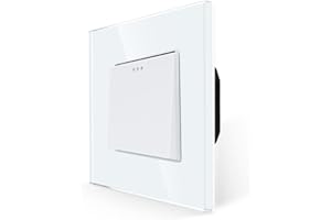 JIMEIDA Przełącznik światła uchylnego, 1-krotny, 2-drożny, szklany włącznik światła, biały, podtynkowy, przełącznik ścienny, przełącznik ścienny, przełącznik dźwigienkowy, 10 A, 250 V