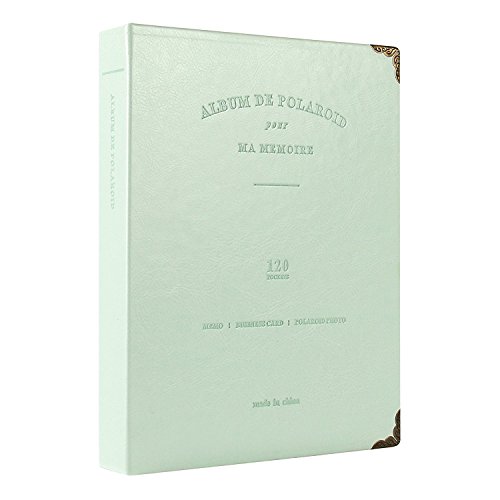 Saika - Album per foto, in pelle di poliuretano, con 120 tasche e rilegatura a spirale, per pellicole da 7,6 cm di Fujifilm Instax Mini 8/9/70/90/25/50S/7S Green