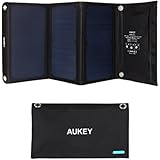 AUKEY Solar Ladegerät 21W mit 2 Ports USB Solarladegerät für iPhone 8/ 7/ 6s/ Plus, Samsung S8/ S8+, HTC, Handy und Tablet.