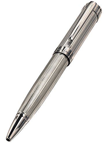 Xezo Incognito 925 Solid Sterling Silver Weighty Twist-Action Ballpoint Pen, Diamond-Cut Engraved (Incognito 925 Sterling Silver B)