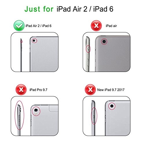 iPad Air 2 / iPad 6 Hülle, Infiland Ultra Dünn Tri-Fold Smart-Muschel PU Leder Ultra Schlank Superleicht Ständer Smart Shell Cover Schutzhülle Etui Tasche für Apple iPad Air 2 (2014 Modell)/ iPad 6(mit Auto Schlaf / Wach Funktion)(Transparent Dunkleblau)