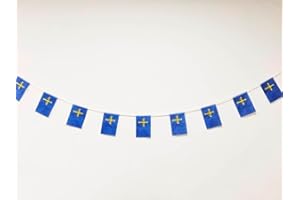 PANDIUI23 Banderas Asturias 40 Unidades, Guirnalda Asturias 11.4M, Banderines Asturias, Bandera Nacional y Europeas 14 x 21 cm para Decoraciones de Bares
