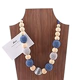 collares lactancia madera Brillante,Hermoso,Atractivo Mamimami Home Dientes de madera Cuentas de ganchillo Collar de la dentición del bebé Masticable Mamá que usa el collar para amamantar Juguetes para bebé Teether
