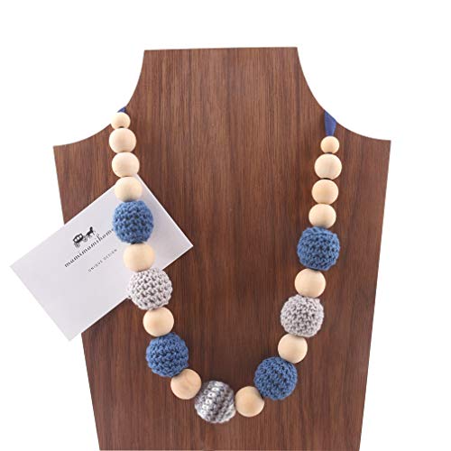 Mamimami Home Dientes de madera Cuentas de ganchillo Collar de la dentición del bebé Masticable Mamá que usa el collar para amamantar Juguetes para bebé Teether