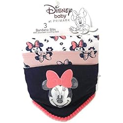 Disney Minnie Mouse Baberos Bebé Alimentación Accesorios Bandana Baberos Pack de 3 Primark
