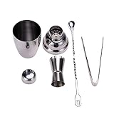 4-pieza Cóctel : Conjunto Hecho Para Cualquiera Que Desee Aprender Las Habilidades De Un Camarero O Incluso Para Los profesionales. Usted Recibirá 1 X 250 Ml Cóctel Coctelera,1 × Jigger De Lado Doble,1 X Esponja De Mezcla, 1 X filtro.