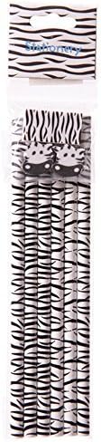 6 Animal Print Pencils and Erasers - Zebra
