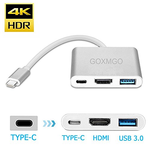 USB-C Hub with Power Delivery, GOXMGO Aluminum USB Type C Adapter Pass Through Charging Type C Hub with 40Gbs Thunderbolt 3, SD/TF Card Reader and 2 USB 3.0 for New 13
