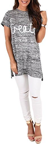 SCO New Womens 'Create a life' Slogan Longline Dipped Hem Side Split T Shirt Top