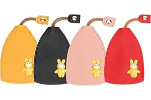 xinrongda Lot de 4 pochettes créatives à tirette pour clés de voiture en cuir synthétique - Grande capacité - Fait à la main