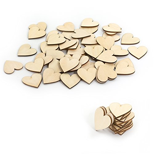 Oblique-Unique® 50 Stück Herz Holz Scheiben zur Dekoration Verzierungen Bearbeitung Handwerk - 2