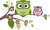 Eulen auf Ast mit Blumen – Fenstersticker Sticker Aufkleber Vögel F038 - 2
