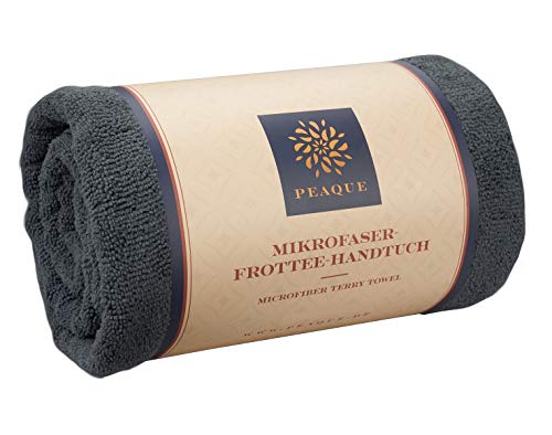 PEAQUE Mikrofaser-Frottee Handtuch groß im 2er Set - antimikrobiell, Strandtuch Strandhandtuch Reisehandtücher Saunahandtuch Fitness-Handtuch (Grau, 100 x 200 cm (2 Stück))