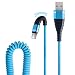Produktbild Big-Mountain USB Kabel Typ-C-USB-Ladekabel mit Spiralwindung Federkabel Micro Fischschwanz-Feder-Kabel Data Fast Charging Für Android Phone (Blau)