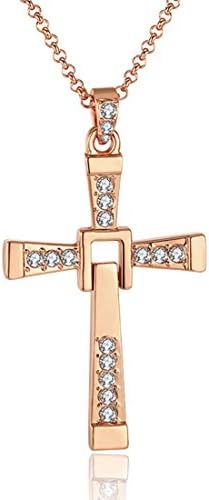 Fast And Furious Mens Cross Pendant Necklace Fashion Hip hop Men Necklaces & pendants (Rose gold plated)