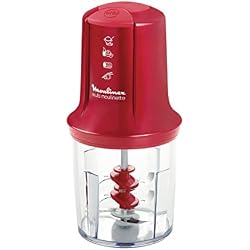 Moulinex AT714G32 Mini Hachoir Électrique Multi Moulinette 3 en 1 Hacher Mixer Emulsionner Mayonnaise Chantilly Viande Légumes Herbes Epices Fruits Secs 2 Vitesses 500W Rouge