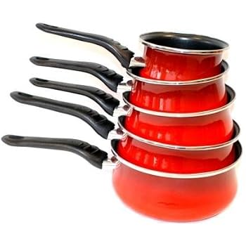 Casserole Krüger 16 Cm En émail Rouge Avec Bord Chromé - Compatible Tous Feux Dont Induction - Fabriqué En Allemagne