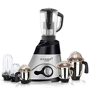 Sunmeet Black Color 1000Watts Mixer Grinder with 2 Bullet Jar Plus 4 Jar and 1 Juicer Jar with Filter, 1 Large Jar, 1 Medium Jar and 1 Chuntey Jar 2019 LF-Bk Make in India