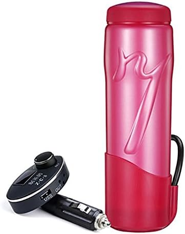 LPY-Heating Smart Travel Mug , 12V 380ML Car Smart Temperature Control Cup Car Coffee Tea Milk Electric Heating Cup-with Temp Control and LED Display , rouge