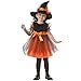 Produktbild Riou Kinder Langarm Halloween Kostüm Top Set Baby Kleidung Set Kleinkind Kleinkind Kinder Baby Mädchen Halloween Kleidung Kostüm Kleid Party Kleider Hut Outfitt Strampler Overall (100, Gelb)