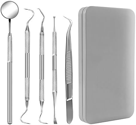 Dental Hygiene Kit, LeRan Stainless Steel Home Calculus Plaque Remover Teeth Whitening Tools Personal Oral Care Instruments, Angled Anti Fog Mirror, Tartar Scraper, Dental Scaler, Probe(Dental Pick), Tweezers, Approved by Dentists