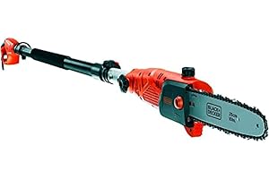 BLACK+DECKER Astschere Teleskop Heckenschere Hochentaster (800W, 25 cm Schwertlänge, 2,7 m Länge, 11 m/s Kettengeschwindigkeit, schwenkbarer Kopf) PS7525