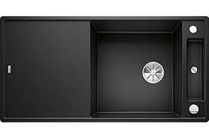 BLANCO AXIA III XL 6 S Granite Sink Made of Silgranit Black Installation Type: Installation from Top Reversible with Glass Cutting Board for 60 cm Wide Base Cabinets Sliding Chopping Board