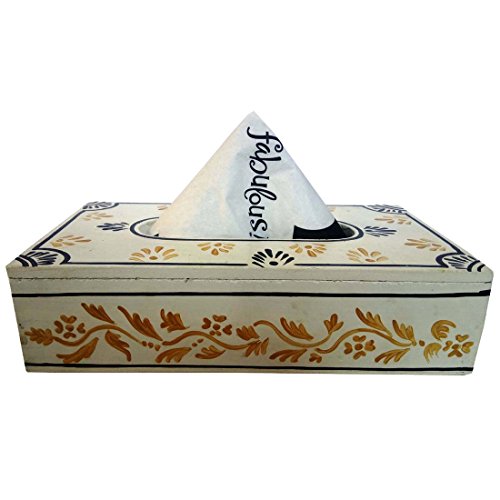 iHandikart Handpainted Rectangular MDF Tissue Box for Car and Home Decor, Designer Piece for Centre Table. 9”x5” (IHK14012)