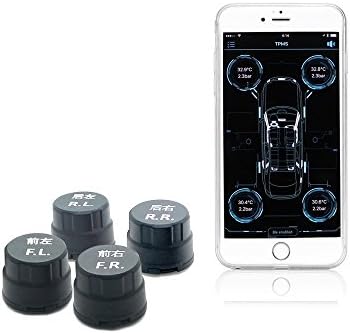 KUFUNG TPMS Bluetooth Tire Pressure Temperature Gauge Accurate Detection Monitoring Alarm with 4 External Sensors