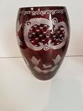 besondere Geschenksidee Antik Glas Vase Egermann böhmisches Glas Kristall rubin rot Glas Vase Sammler Glas gebraucht Zustand wie neu Höhe 20 cm