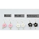 XXL Schmuckset Collier Ohrringe Ring und Armband Modeschmuck Gold Weiß (Schwarz)