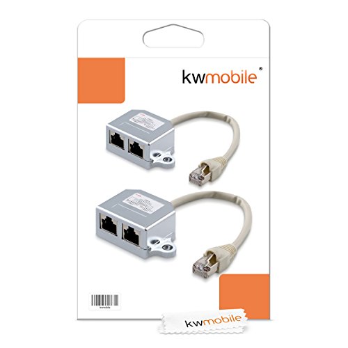 kwmobile 2x Netzwerkkabel Splitter Anschlussverdoppler Cat. 5e – RJ45 Stecker auf 2x Rj45 ISDN Buchse - 6