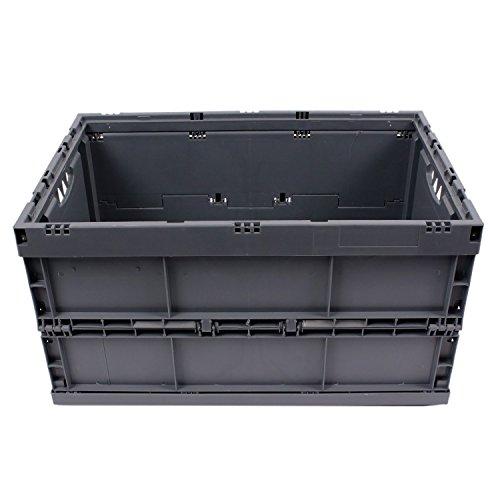 KLAPPBOX 61 Liter, stabile Faltbox, Made in Germany, 60x40x32cm, Kunststoff Transportkiste, Plastikbox, Transportbox, max. 60kg, Grau - 6