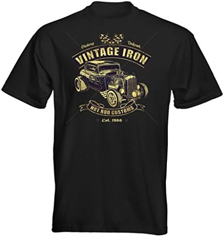 Velocitee Speed Shop Premium Mens T Shirt Vintage Iron Hot Rod W16181 Black XX-Large