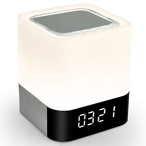Preisvergleich Produktbild DR - Drahtloser Bluetooth-Lautsprecher - Berührungsschalter Nachttischlampe Bunte Nachtlicht Wecker U Disk Card Audio Tragbarer Lautsprecher
