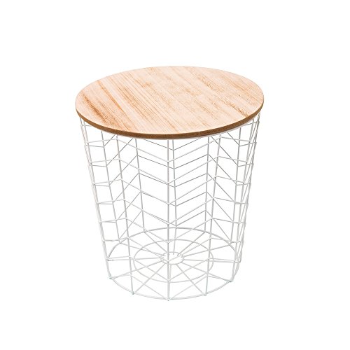 The Home Deco Factory Wired Chevron, MDF and Metal Table, 38.5 x 38.5 x 40 cm