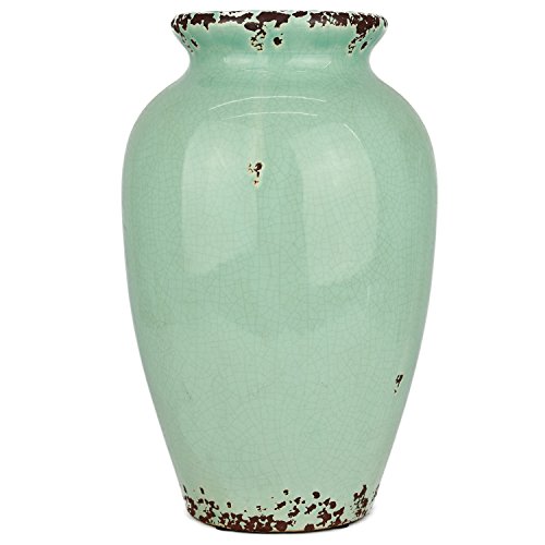 Hochwertige moderne Used Look Vase Rost Keramik Krug in Mintgrün / Unikat / 33 x 21 x 21 cm - 4
