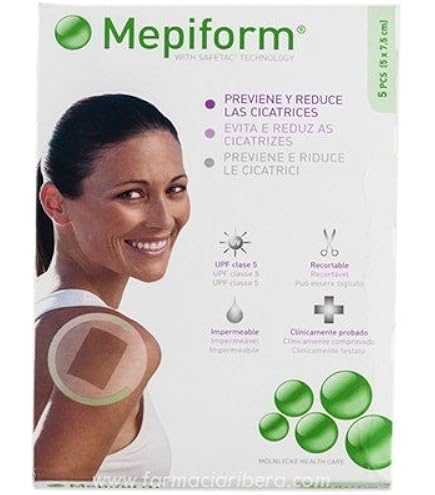Mepiform With Safetac Technology 4X7, 5 Count, Self Adherent Soft Silicone Sheeting For Scar Reduction