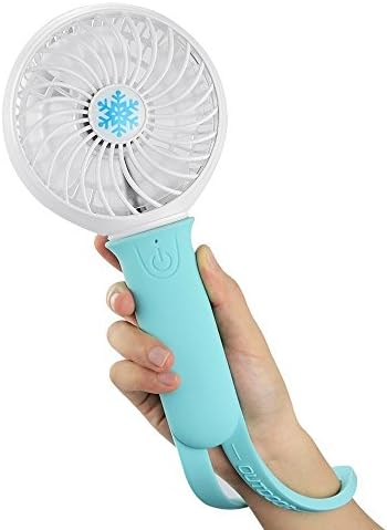 IPARTSHOP Portable Mini USB Cooling Fan Multi-function 3 Modes Mute Silicone Handheld, Hanging Cooler Air Conditioner with Multi-function- Mobile Phone Power Suply and LED Emergency Light for Outdoor Travel (Blue)