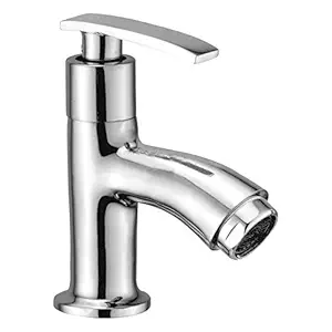 Oleanna Odepc Desire Brass Pillar Cock for Wash Basin and Sink Tap Disc Fitting Quarter Turn Form Flow (Silver, Chrome)