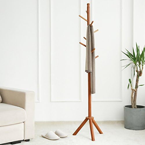 Hat Coat Stand Hangers Floorstanding Coat Rack Clothes Rack Bag Holder Solid Wood Household Bedroom Simple (Color : Primary color)