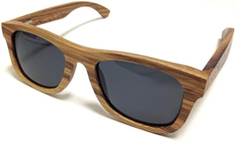 Natural Zebrawood Wayfarer Polarised Sunglasses with Genuine Leather Case