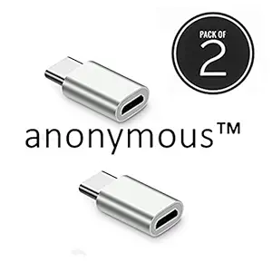 Anonymous (Set of 2 Pcs) Type-C to Micro USB Metallic Adapter USB 3.1 - Support's OTG & Data Transfer for MacBook, ChromeBook Pixel, Nexus 5X, Nexus 6P, OnePlus 2 and More (Color May Vary) Color May Vary